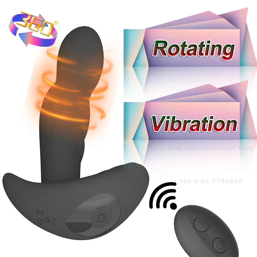 Skönhetsartiklar Ny 360 roterande prostata massager vibrator scrotum g-spot stimulering anal rumpa plug remote control vuxna sexiga leksaker för man gay