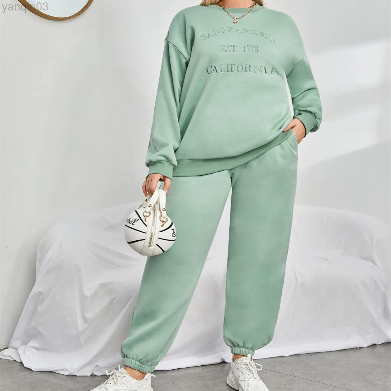 Chandales de talla grande para mujer Conjuntos de chandal de moda de talla grande Ropa de mujer de gran tamano Conjuntos de 2 piezas Sudadera con