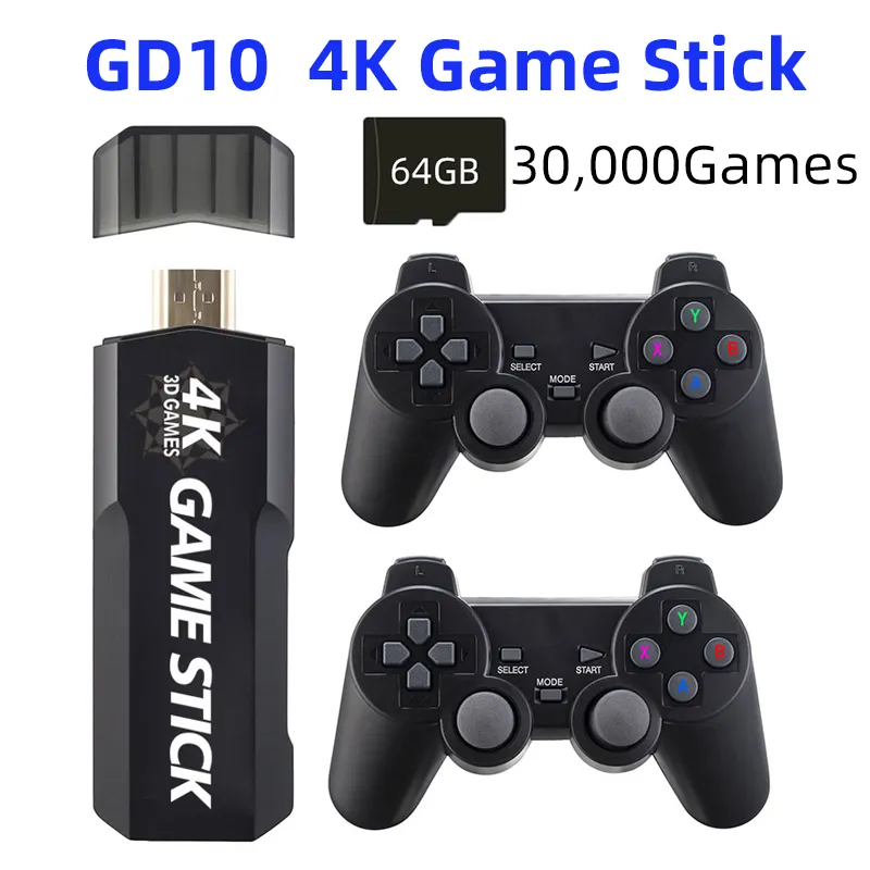 Tv Stick 4k Nouveau X2 Game Stick 4K 3D HD Rétro Console De Jeu Vidéo Contrôleur Sans Fil Jeu TV Play 256G 58000 Jeux Rétro Cadeau Pour Enfants Console De Jeux Retro