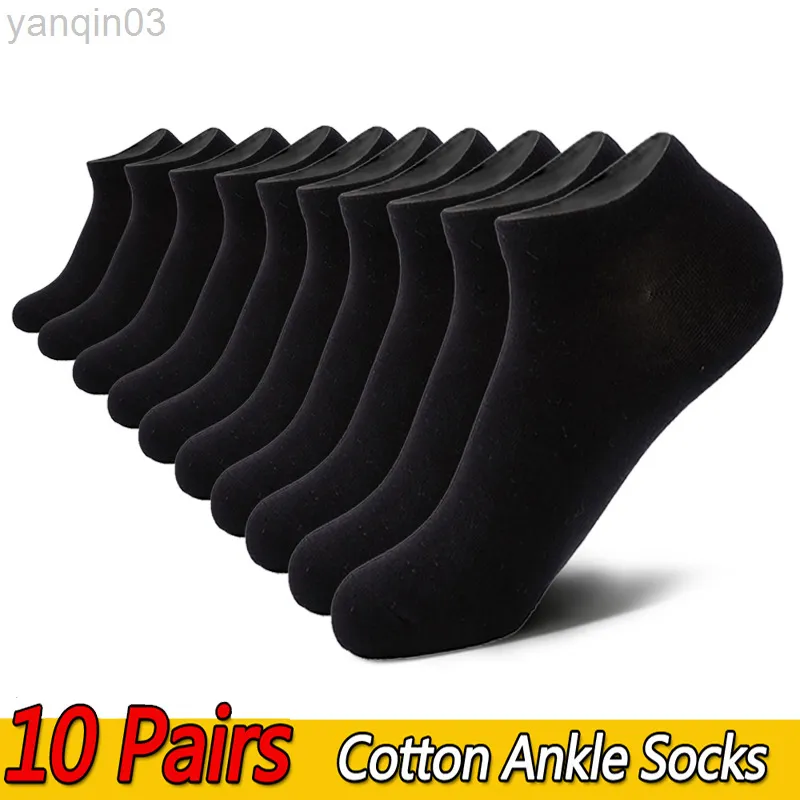 Chaussettes athlétiques 10 paires cheville hommes coupe basse chaussette courte décontracté Sport coton pas de ton taille 6-11 L220905