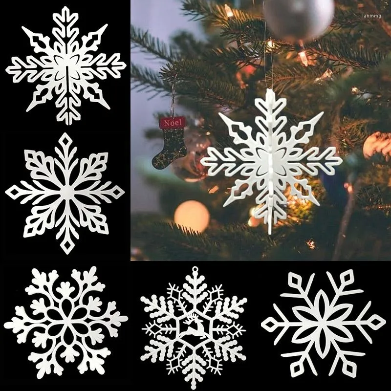 Weihnachtsdekorationen 10 Stück Schneeflocken DIY weißer Kunststoff für Zuhause Baum Anhänger Jahr Party Fenster Hochzeit Dekor