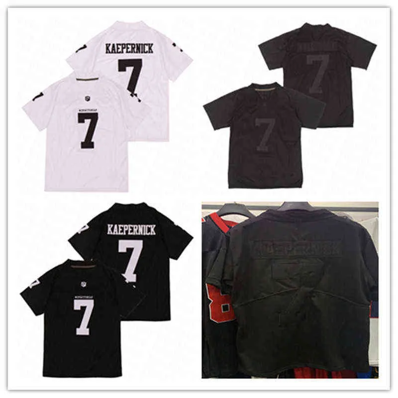 American College Football Wear Men 7 Colin Kaepernick Icon 2.0 Jersey True to IM WITH KAP IMWITHKA Football Sticthed Jerseys Black White