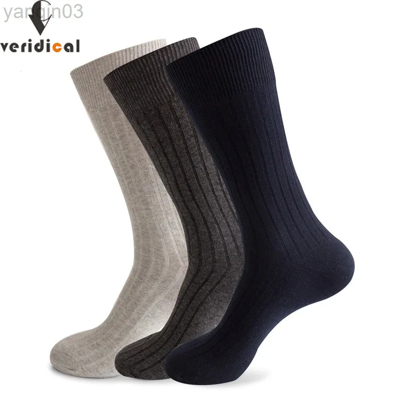 Athletic Socks Veridical Large Size Men Cotton Long Business Harajuku 5 Couples/Party Winter Solid Gentleman Sox Fit Eu 42-48 L220905