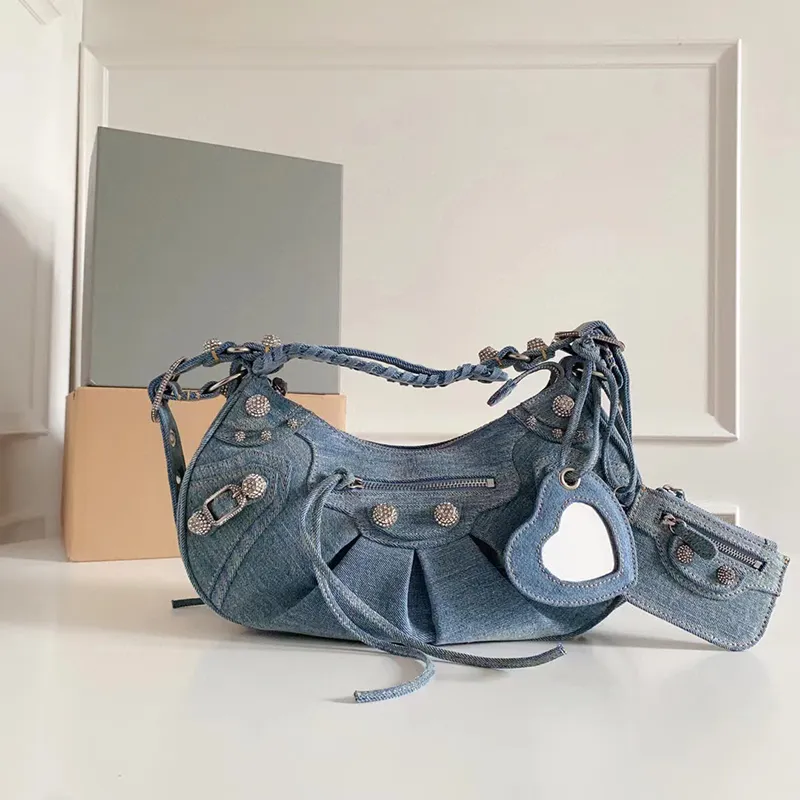 Really super 9A Quality Le Cagole Bags Women cool girl Motorcycle shoulder luxury Designers Genuine leather crossbody purse Pochette Vintage Crocodile Denim