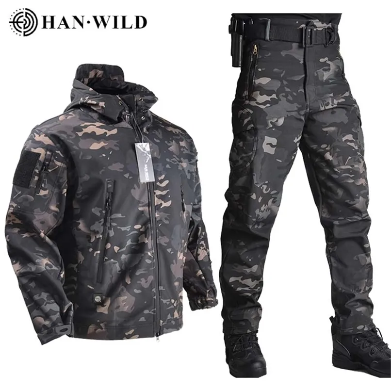 Vestes pour hommes Han Wild Army JacketsPants Soft Shell Vêtements Costumes tactiques Veste imperméable Hommes Pilote de vol Set Vêtements militaires 220905