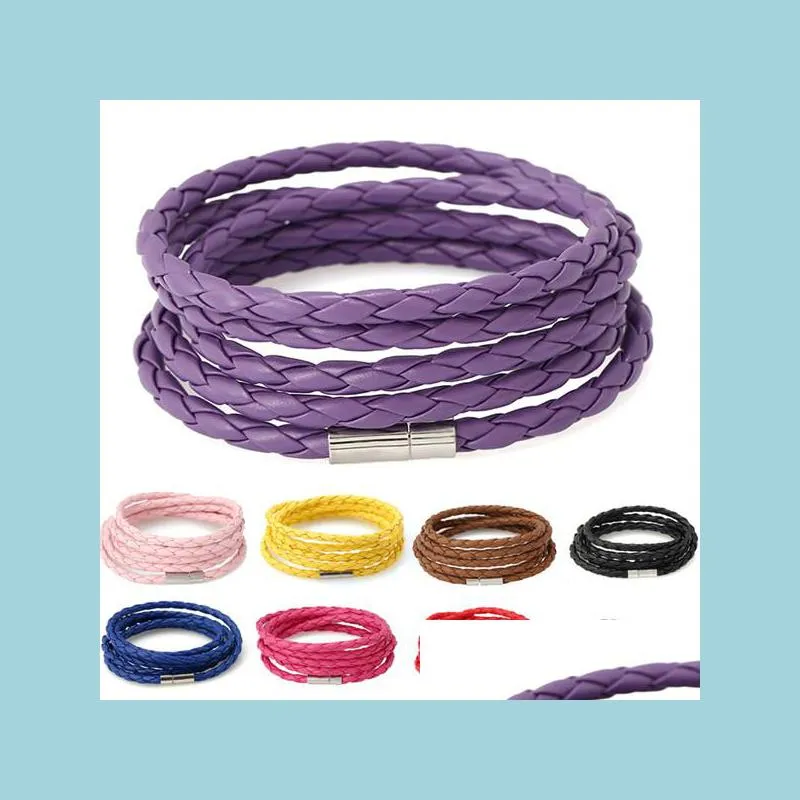 Hebras de cuentas Pulseras de cuero de pu creativas para mujeres y hombres Mti-Layer Woven Bracelet Pareja Wrap Jewelry Gift Drop Deliver Bdehome Dhspr