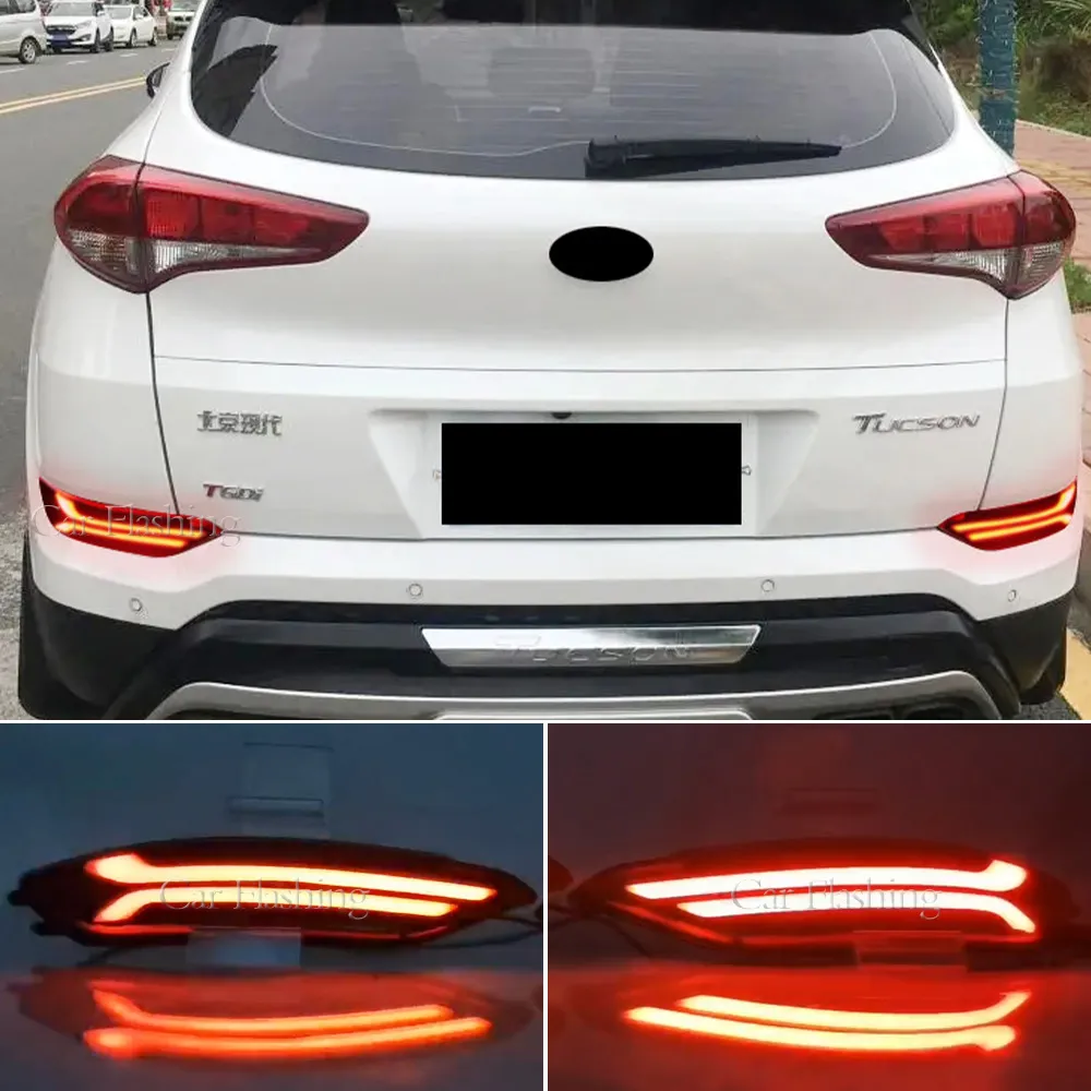 1 para samochodu LED reflektorowa światła dla Hyundai Tucson 2015 2016 2017 2018 2019 2020 tylna lampa mgły dynamiczne światło hamulcowe sygnału skrętu