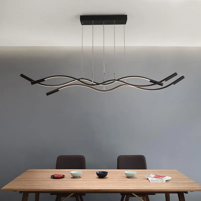 Pendant Lamps Wave Shape Modern Led Chandelier For Dining Kitchen Room Shop Home Decoration 110-240V ZM112404