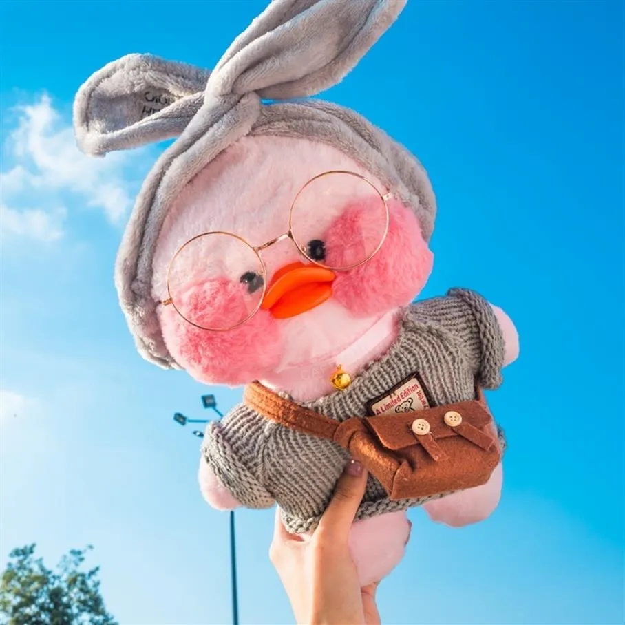 30 cm niedlich Lalafanfan Cafe gelbe Ente Plüschspielzeug kreativer Ente gefülltes Puppenweiche Tierpuppen Baby Spielzeug Geburtstagsgeschenk für Mädchen Y200299w