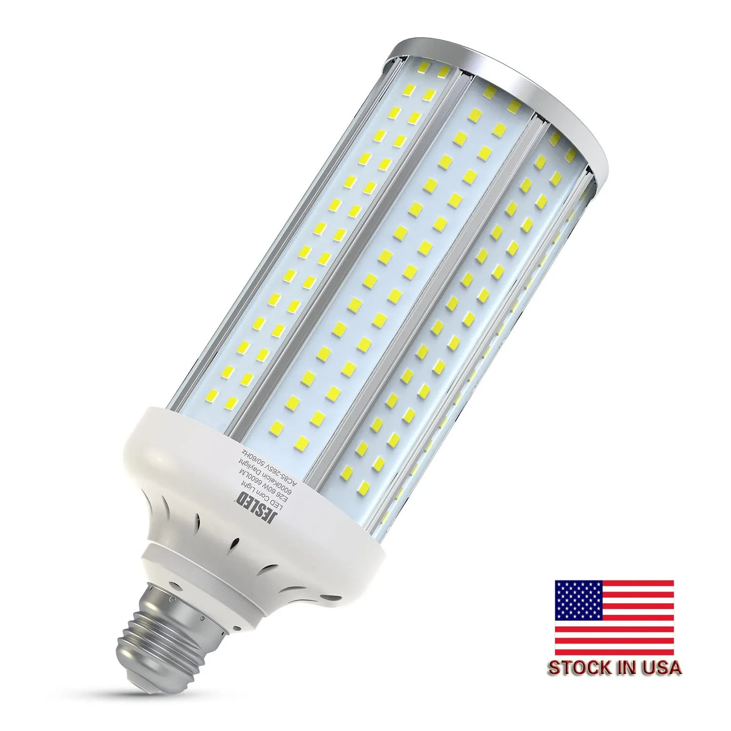 US STOCK 500W Equivalent LED Corn Light Bulb 60W 6600 Lumen 6000K Large Area Cool Daylight White E26/E27 Medium Base Suitable for Indoor Outdoor Garage Warehouse