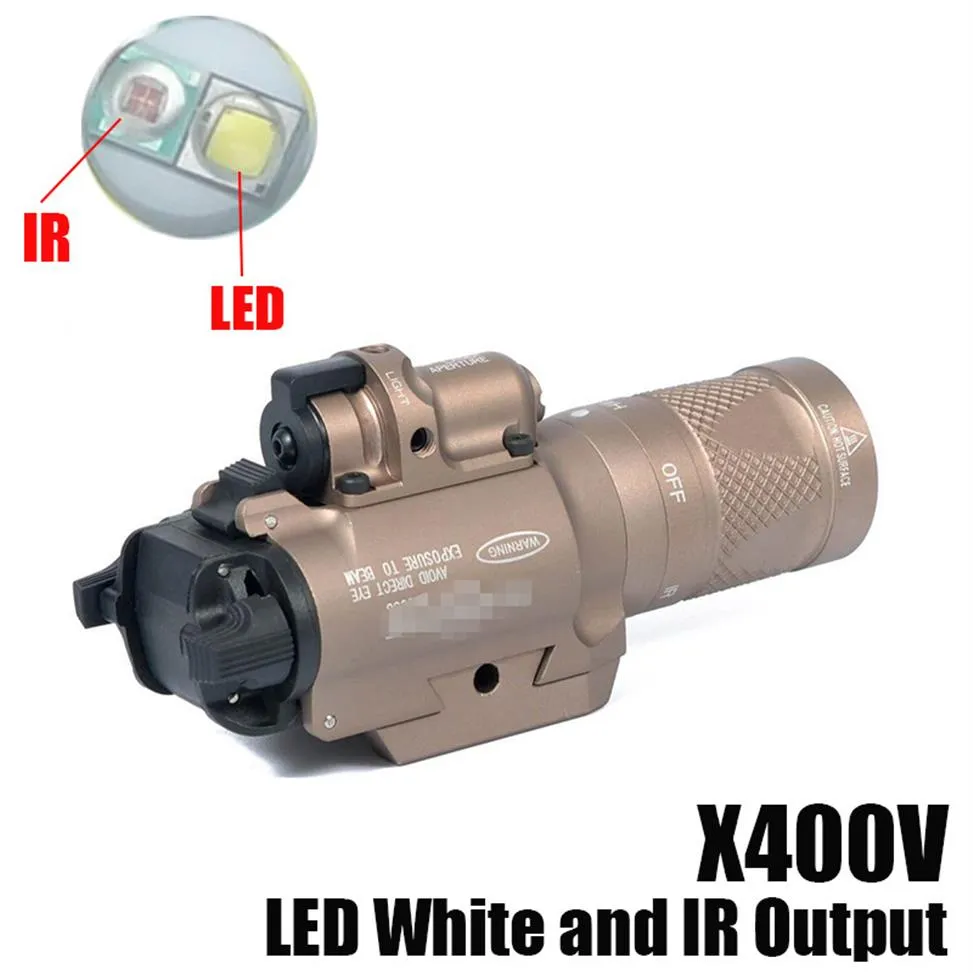 새로운 SF X400V-IR 손전등 전술 총기 조명 LED 흰색 및 IR 출력 레드 레이저 다크 earth263r