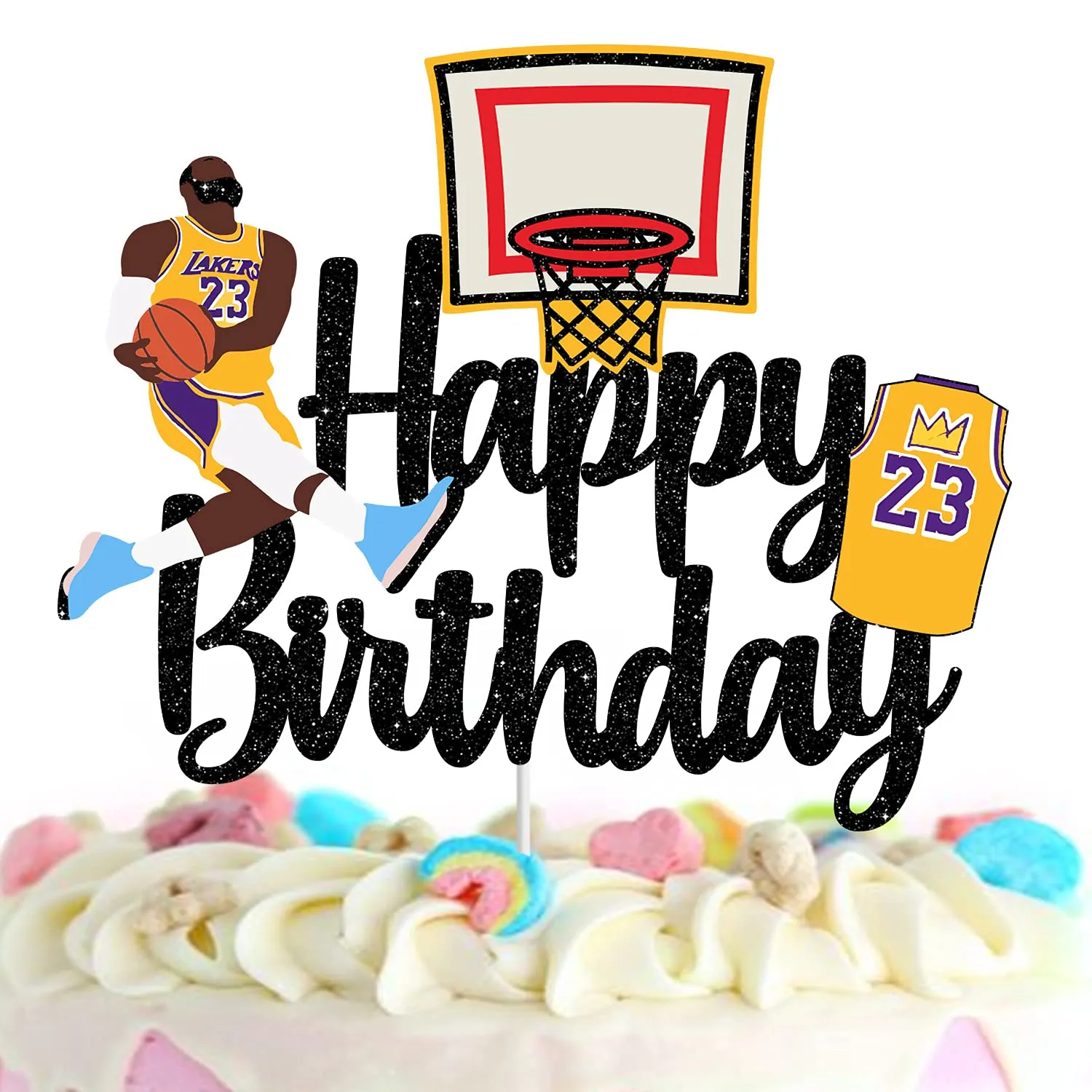Other Festive Party Supplies L Basketball Cake Topper Boy Girl Happy Birthday Star Themed Decorations Black Glitter Drop Deli Mxhome Am70T