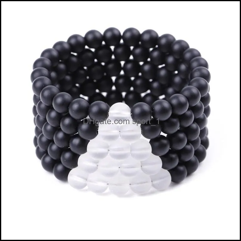 Charmarmband ￤lskare mattade svarta vita glasp￤rlor armband m￤n buddha handgjorda armband sommar kvinnor smycken g￥va droppleverans 20 dhajx