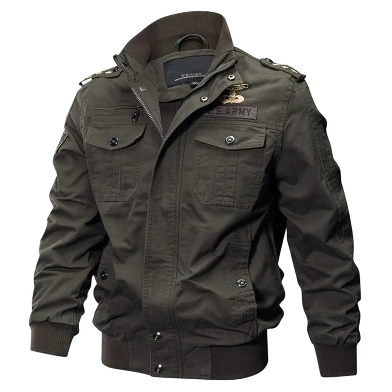 Giacche da uomo Plus Size Giubbotto bomber militare Uomo Primavera Autunno Casual Giacche pilota multitasche Uomo Army Cargo Flight Mens Giacche M-6XL 220905