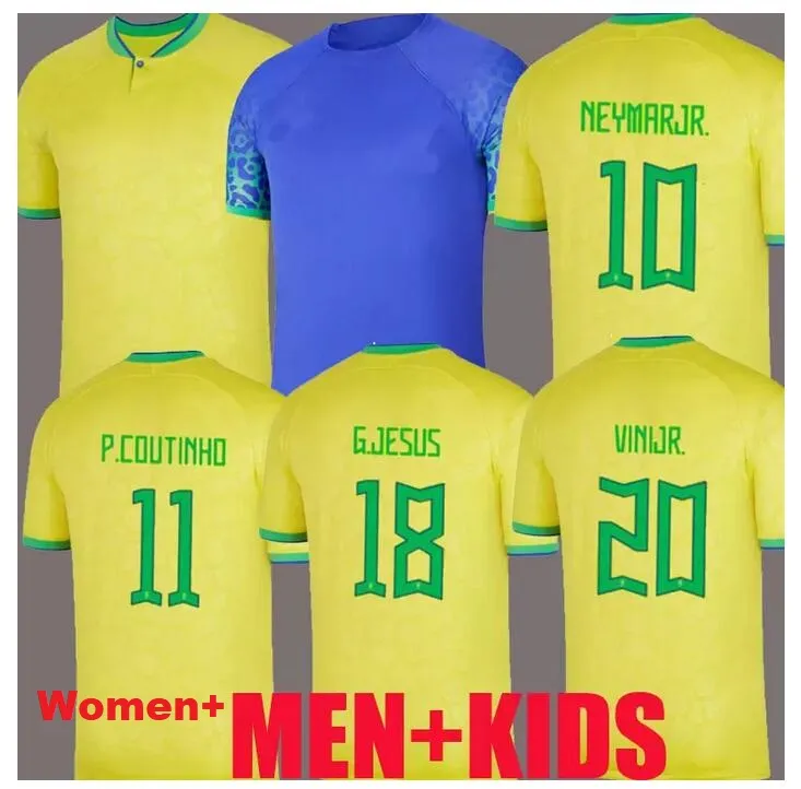 2022 Brasile Brasile Brasile Maglie di calcio di qualità tailandese Shirt personalizzato Pele Vini Jr L.Paqueta Neres G.Jesus Dani Alves Casemiro Alisson 18 Antony