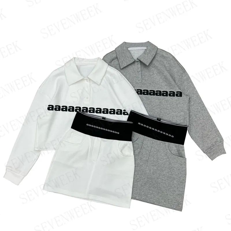 글자 인쇄 여성용 까마귀 스커트 2 조각 세트 긴 소매 짧은 스타일 스웨트 셔츠 패션 캐주얼 드레스