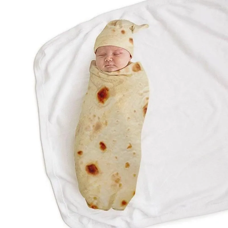 Cobertores Tortilla Blanket Simulation Flanela Flanela Muslin Baby Swaddle Capa de cama infantil nascida Receba