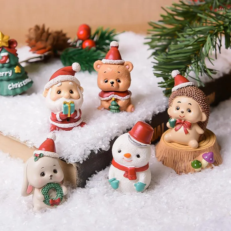 Decorazioni per interni Ornamenti di animali in resina natalizia per auto Decorazione domestica creativa Mini Babbo Natale Accessori per auto Simpatici regali per festival