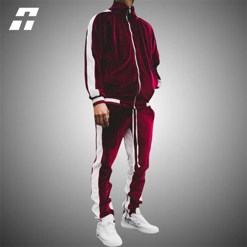 Hommes Survêtements Or Velours Hommes Ensemble Printemps Automne Survêtement Homme Sport Costume Casual 2 pièces Pantalon Hip hop streetwear Mode Sportswear 3xl 220905