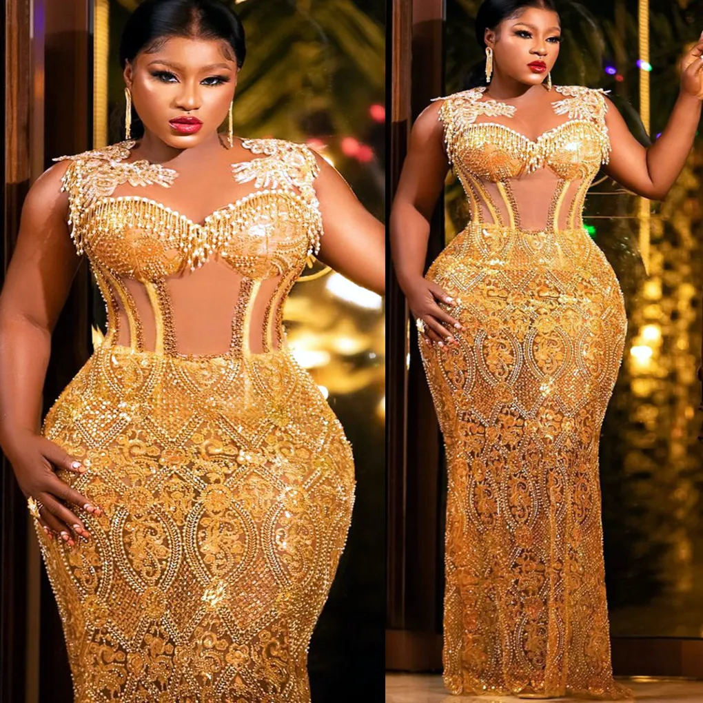 Arabe aso ebi or sirène des robes de bal paillettes en dentelle de dentelle de la soirée de soirée deuxième réception Robes de fiançailles d'anniversaire Robe ZJ670 407