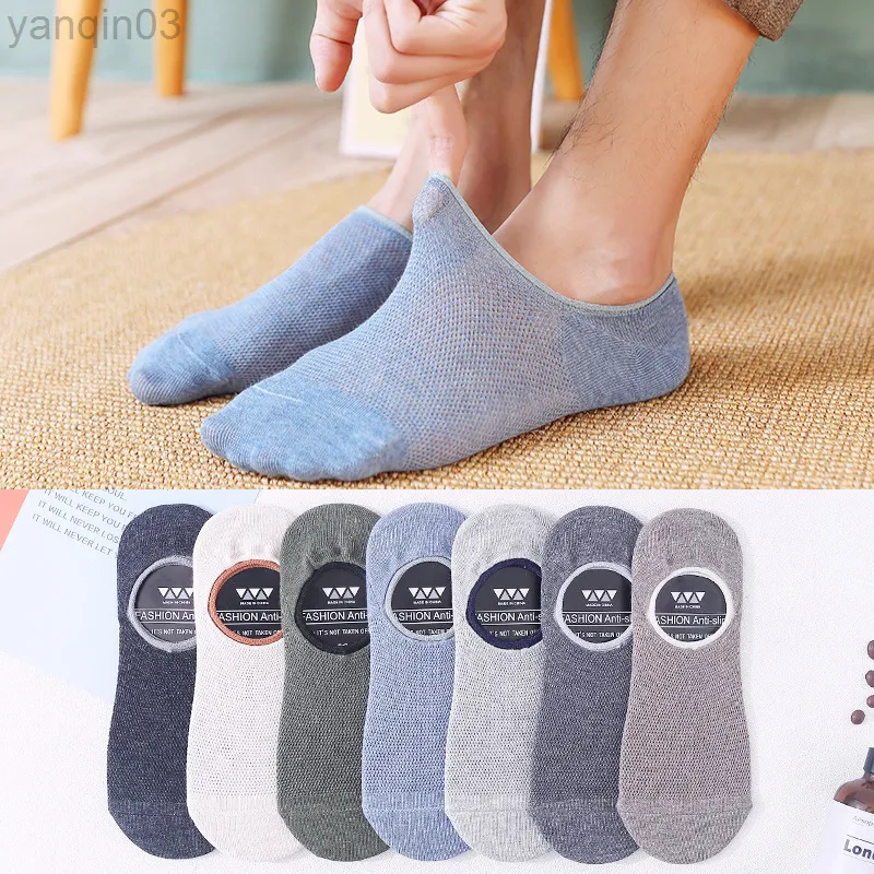 Athletic Socks 5 Pair of For Men No Show Ankle Low Cut Cotton Black White Stockings Slipper Summer Sile Non-slip Comfortable Size 9-11 L220905
