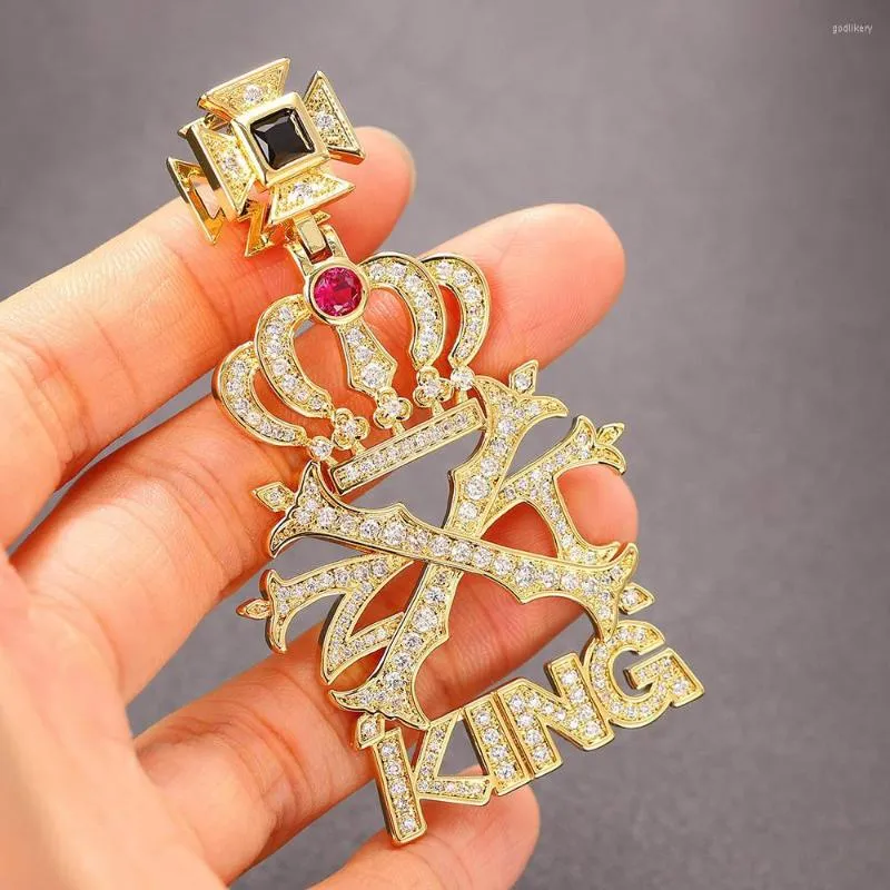 قلادة قلادة روك الملك تاج للرجال شرير الهيب هوب الفولاذ المقاوم للصدأ الصلب الكوبي كوبي سلسلة قلادة قلادة الأزياء المجوهرات
