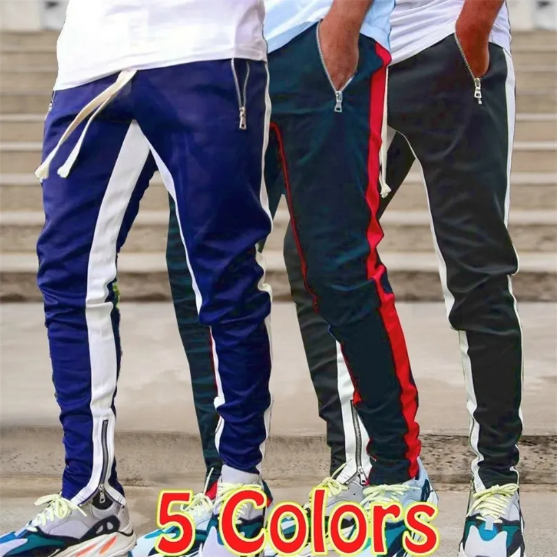 Mens Pants Joggers Casual Fitness Sweatpants Sports Track Dragkippor Svart Gymbyxor 220906