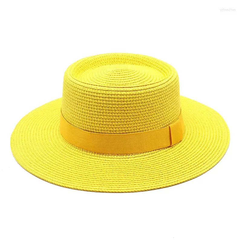 Berets Damen Strohhut breiter Krempe Fedora Sun Beach Schweins