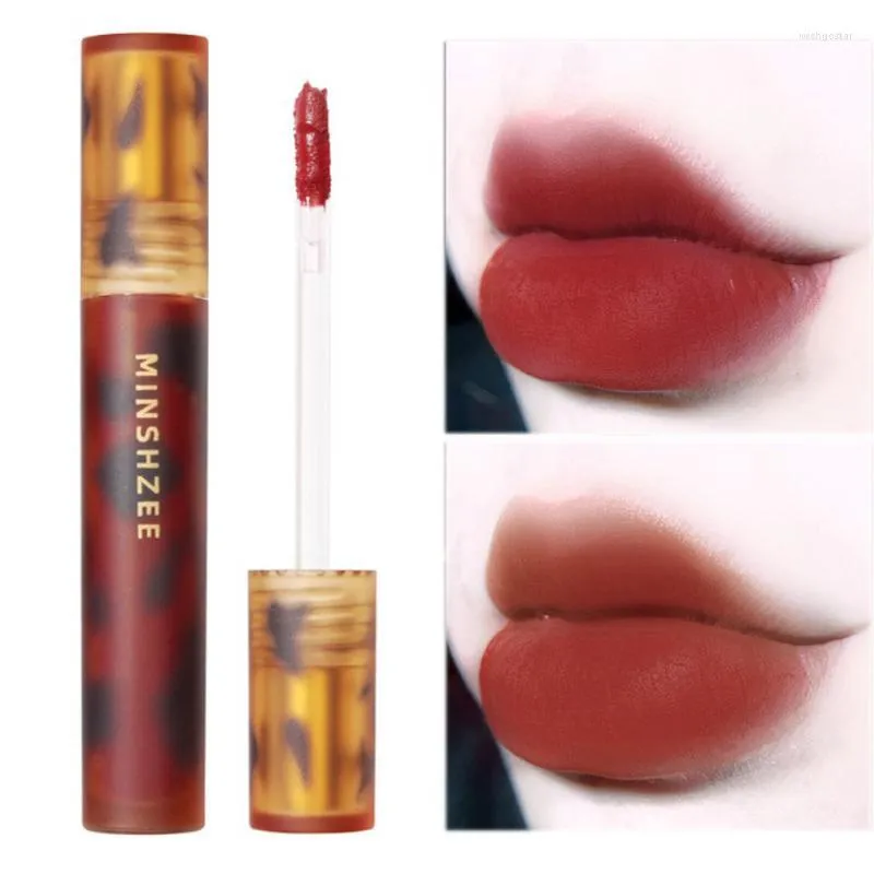 Błyszczyk do ust Minshzee Amber Glaze Matte Velvet Lipstick żeński makijaż seksowna czerwona wodoodporna długotrwała szminka kosmetyki tslm1