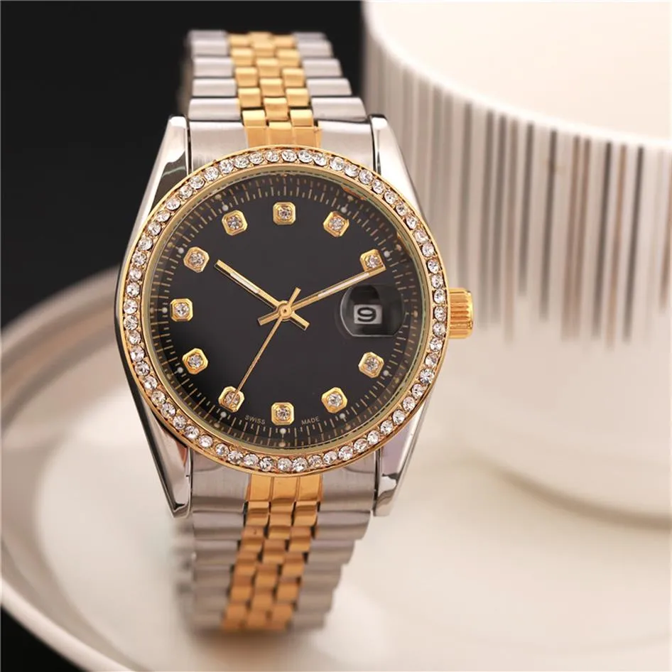 Whole Mens Big Dial Luxury Watch Big Shinning Diamond Wristwatch Date just Quartz Movement Auto-Calendar Male Gift Clock Iced 251R