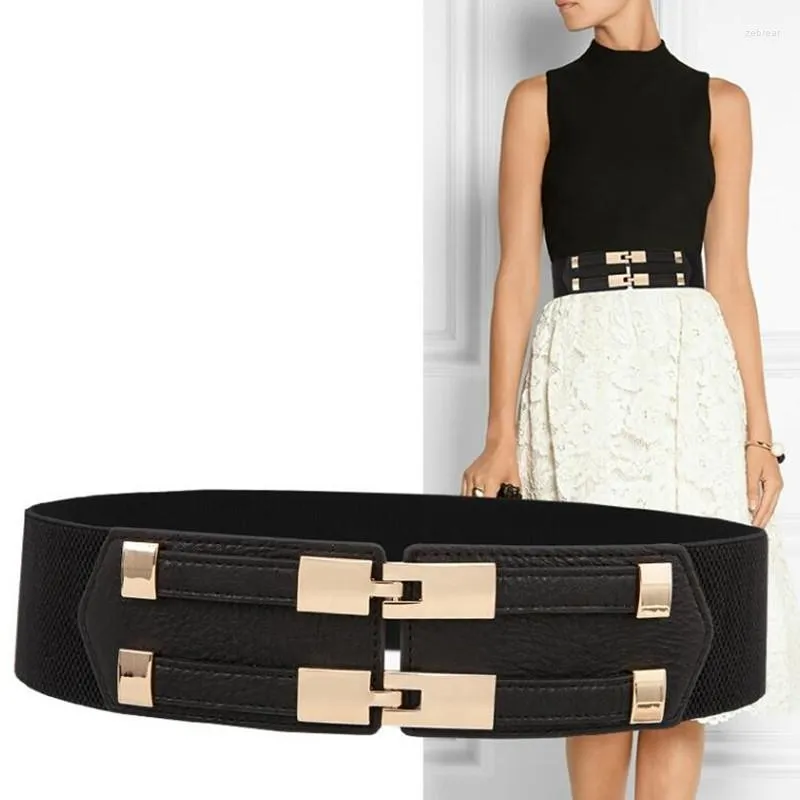 أحزمة H3301 بسيطة أزياء حزام الخصر نساء مرونة كورية واسعة ختم أنثى جميع المباراة المعدنية الإبزيم الرجعية إكسسوارات حزام غير رسمي