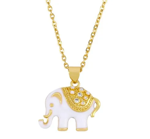 Collane di gioielli pendenti con guscio di elefante bianco nero o collana a catena zirconia gioiello cubico cristallo cz fascino di moda g24ga