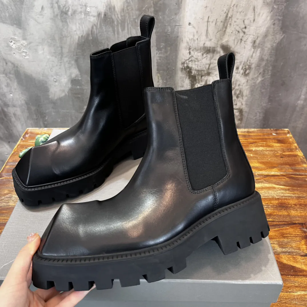 Rhino Derby Tractor Trooper Boot Designer Uomo Strike Boots Moda in pelle Nero Low High Chunky Booties Top-Qualtiy Taglia 39-46