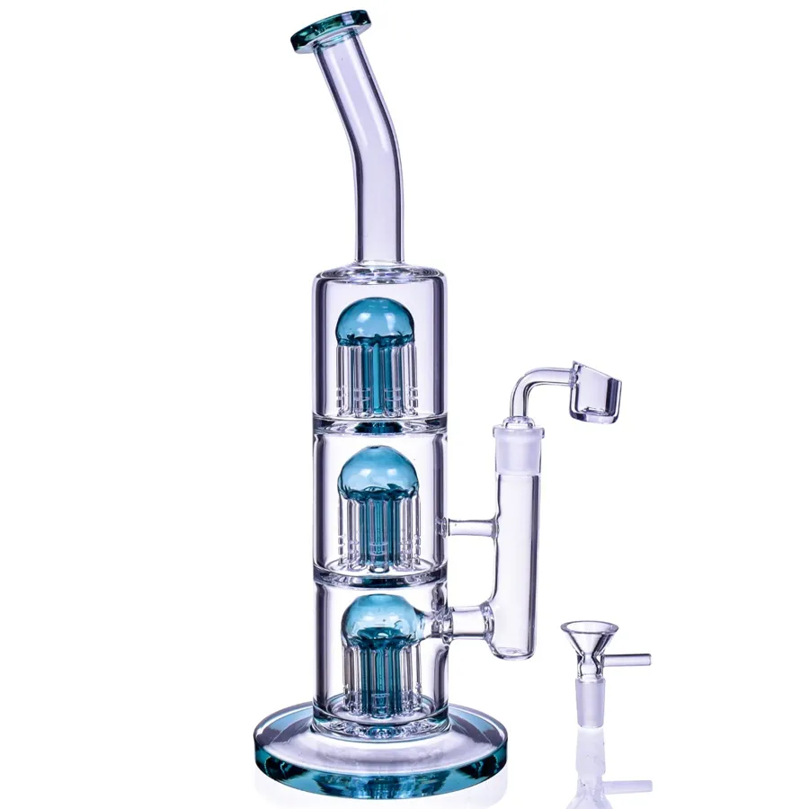 13inchs Recycler Oil Rigs Hookahs Heady Glass Water Bongs Smoking Accessory Bubbler Smoke Water pipes With 14mm Joint