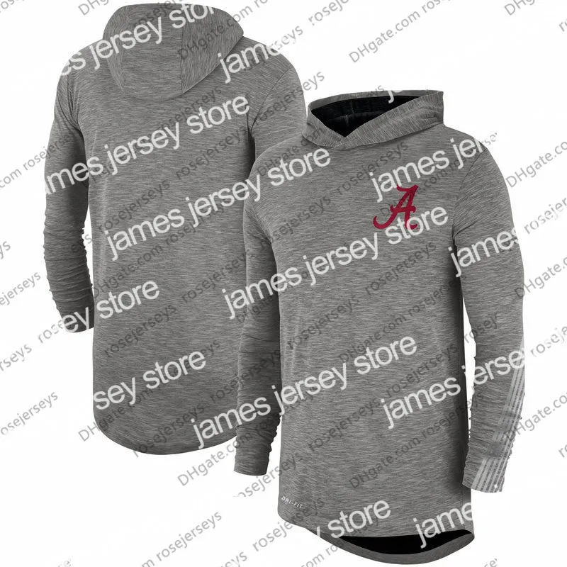 Utomhusjackor Hoodies Herrarna NCAA Alabama Crimson Tide 2019 Sideline Långärmad huvtröja Performance Top Heather Grey Red Siz237p