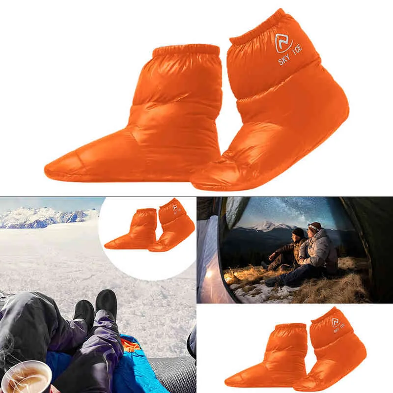 Winter Duck Down Booties Socks Outdoor Camping Tent Warm Soft Slippers Boots