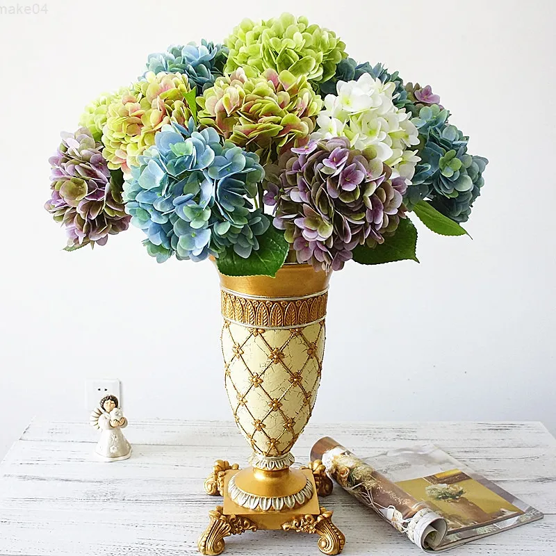 Faux Floral Greenery 3D Printed Artificial Hydrangea Flowers Wedding