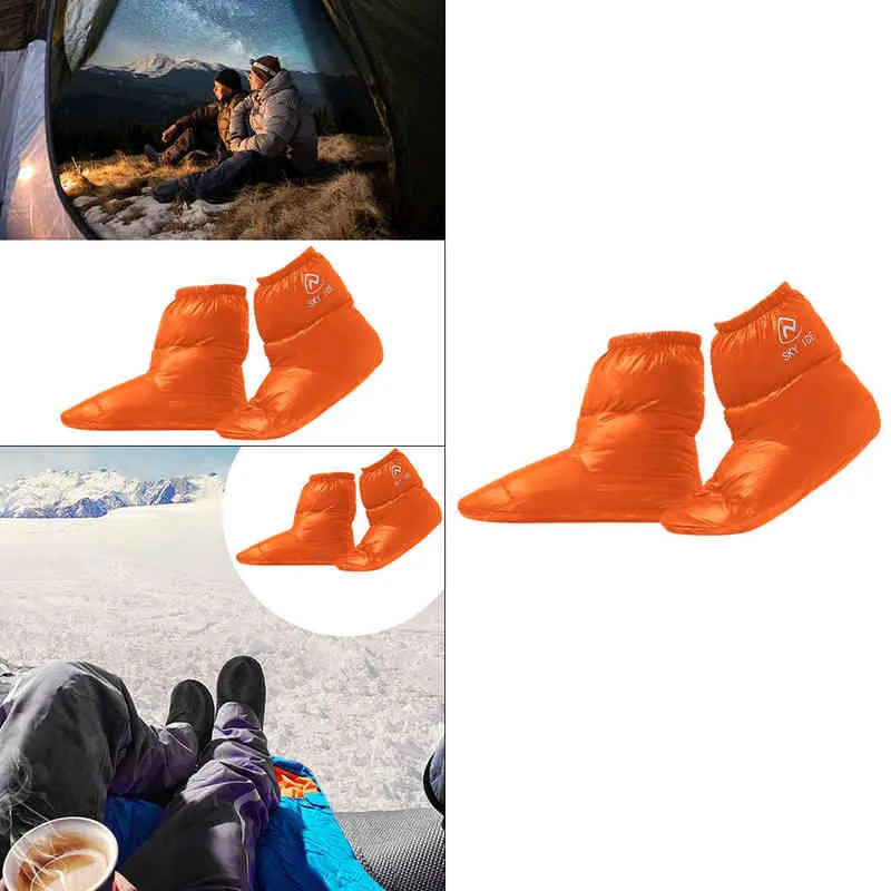 Winter Duck Down Booties Socks Outdoor Camping Tent Warm Soft Slippers Boots
