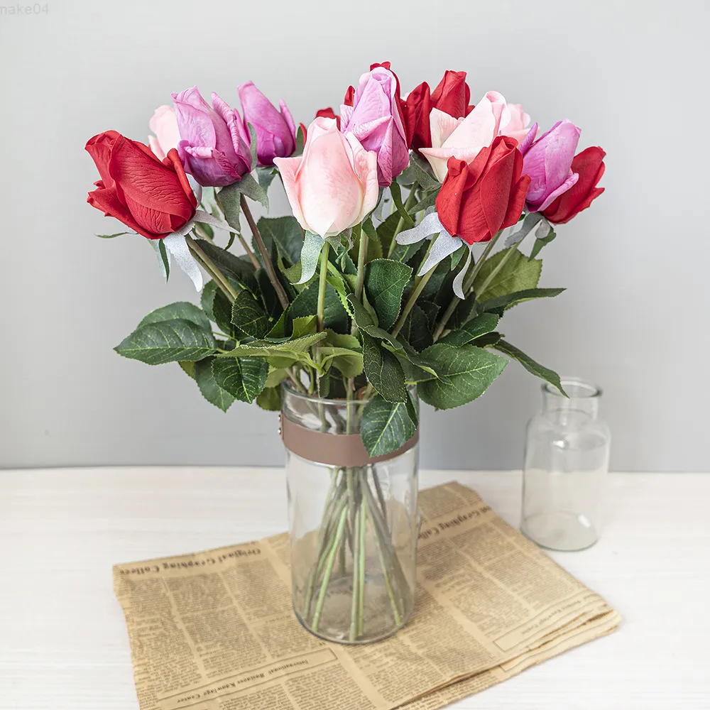 Fausse verdure florale, 10 pièces, fleurs en soie, fleurs de roses, 44cm, larges feuilles, pour décor de bureau, maison, bureau, J220906