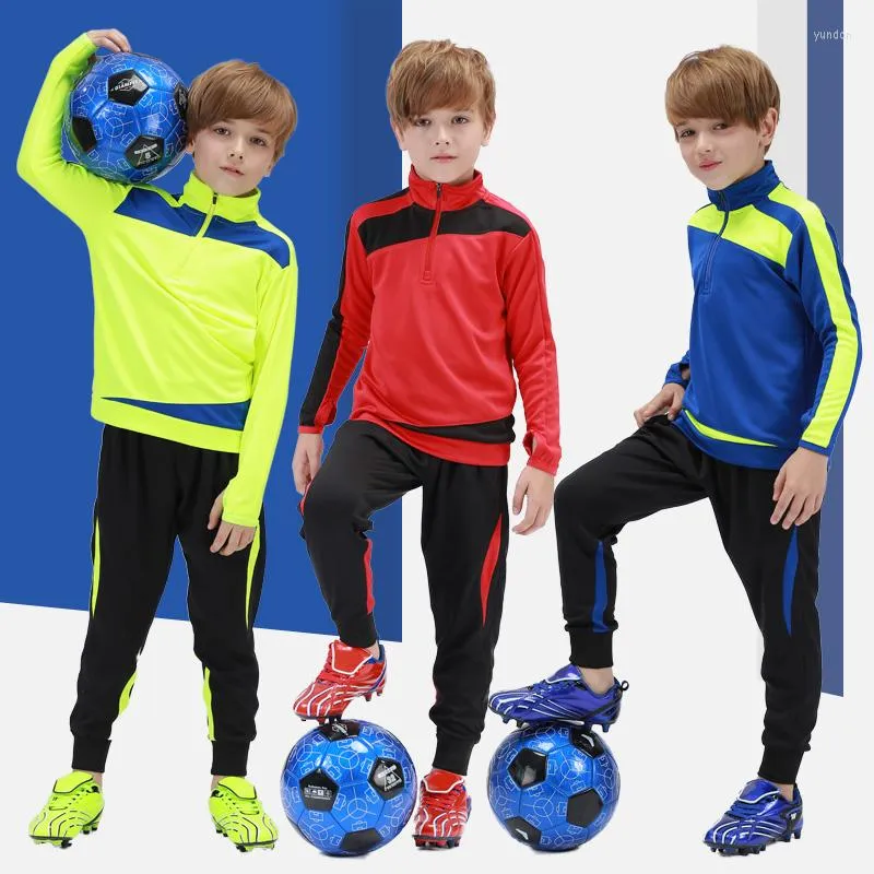 Ensembles de course Survêtement de football personnalisé Formation Garçon Jogging Costumes Club de football en gros Hiver Vestes pour enfants