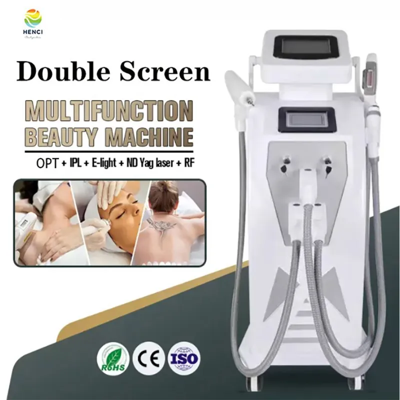 4in1 Laser-Haarentfernung Opt-Technologie Haut RF Lifting Beauty Machine ND Yag Tattoo-Entfernungsausrüstung