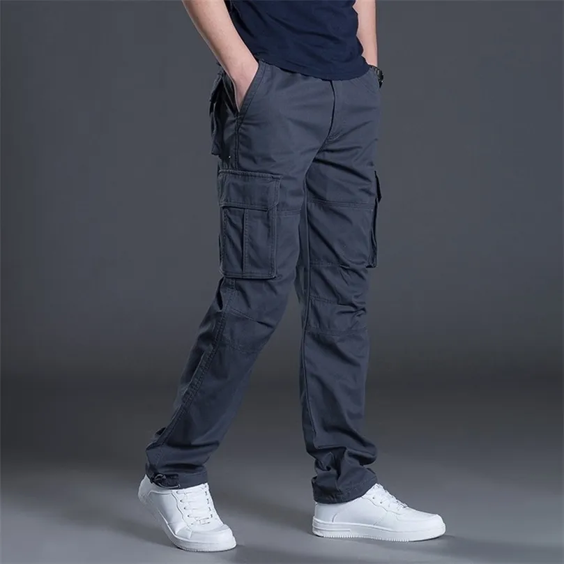 Mens Pants Cargo Casual Multi Pockets Military Large Size Tactical Men Outwear Army Straight Winter Trousers 220906