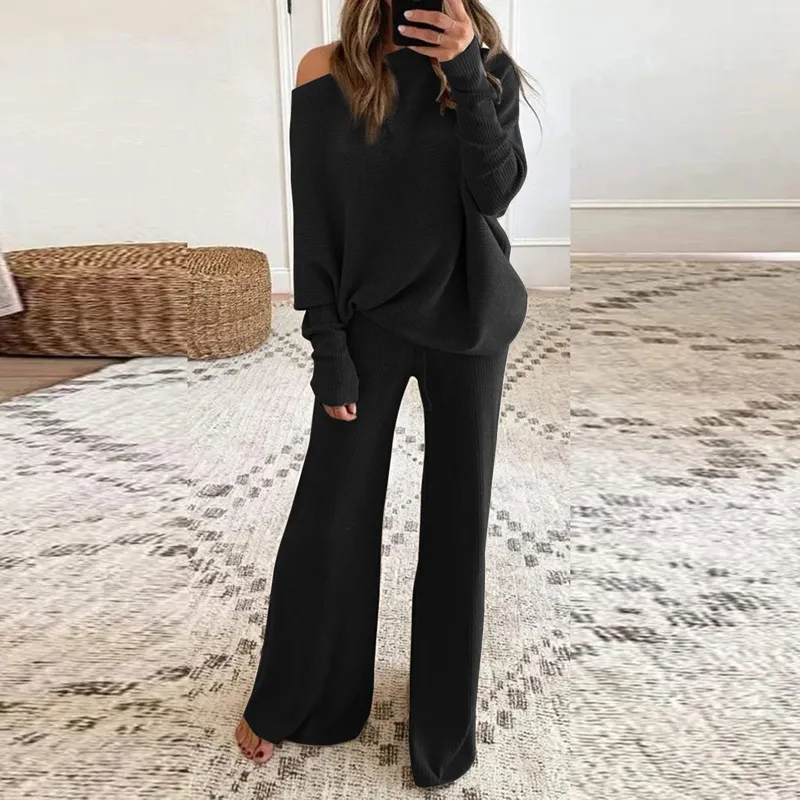 PRETTYGARDEN Women's 2 Piece Outfits Fall Tracksuits Long Sleeve Crop Tops Wide Leg Pants Spring - View #11