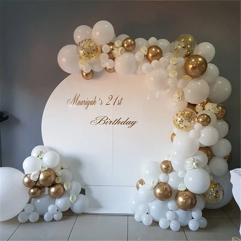 White & Gold Balloon Garland Kit - 200 Piece Set With Stars For Wedding, Birthday & Party Decor