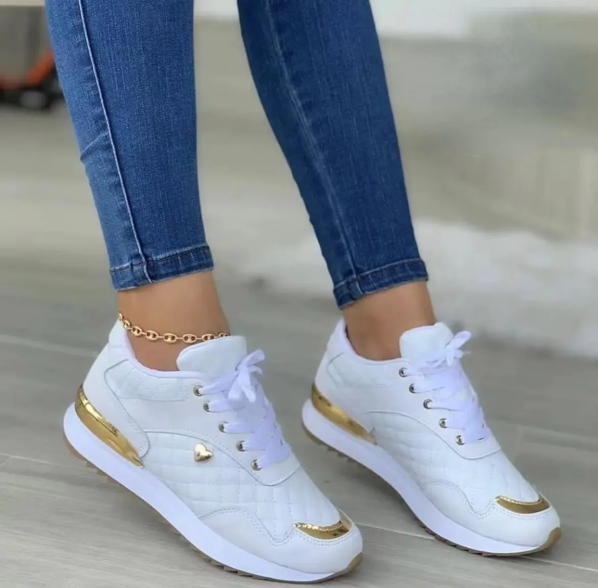 Women Shoes flats sport Vulcanized sneaker 2023 Fashion Round Toe Platform Shoes Size 43 Casual Lace Up Loafers