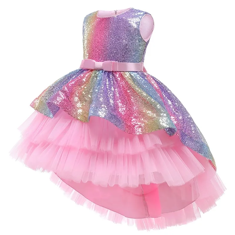 Abiti da ragazza LZH Toddler Girls Arcobaleno Paillettes Abito da principessa per ragazze Abito da sera formale Costume di Natale Bambini Bambini Halloween 220905