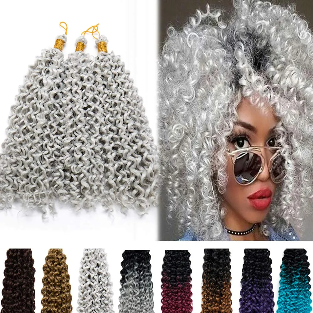 14 pouces court Marlybob vague d'eau Crochet cheveux Ombre crépus bouclés tresses cheveux synthétiques Jerry tressage cheveux pour femmes LS22