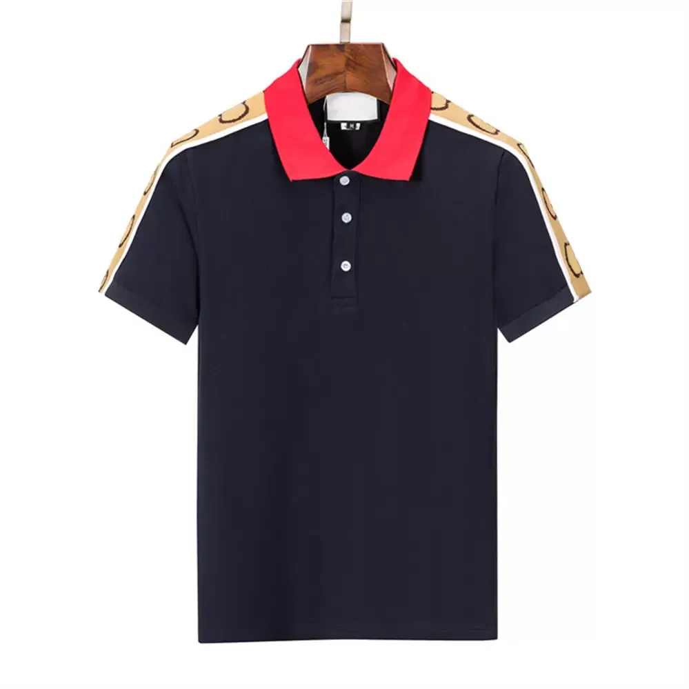 2022Designer Polo da uomo di lusso leggero Manica corta Blocco del colore Avanzato Casual Risvolto Ricamo ape in stile europeo Moda in bianco e nero