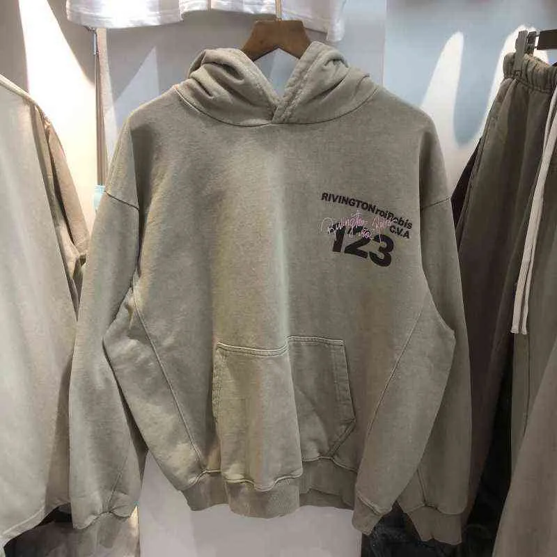 Erkek Hoodies Sweatshirts En Kaliteli Patchwork Khaki RRR123 Moda Hoodie Erkekler RRR 123 Ağır Kumaş Kazak Kapüşonlu Sokak Giyim Hoodies Kadın Giyim T220901