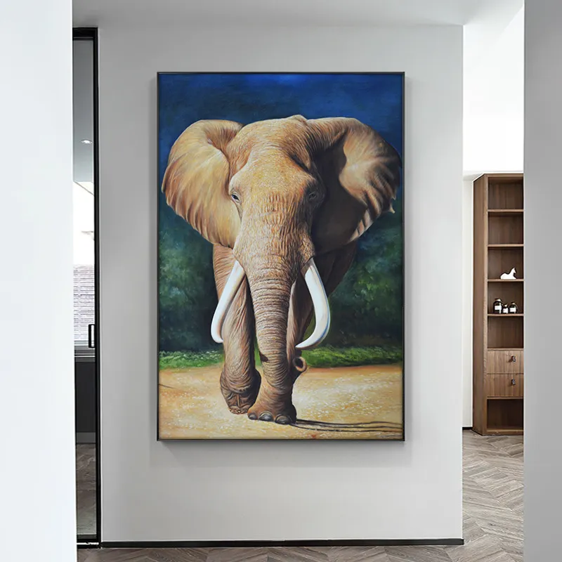 Malerei Afrian Elefant Wildtiere Öl auf skandinavischen Plakaten und Drucke Cuadros Wandkunst Bilder für das Wohnzimmer